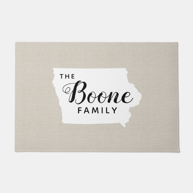 Iowa Family Monogram State Doormat (Front)
