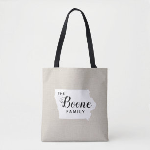 Iowa Family Monogram State Tote Bag