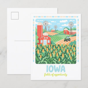 Iowa Fields of Opportunity USA Summer Travel Postcard