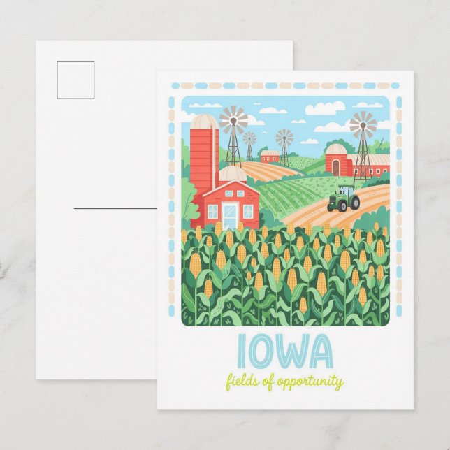 Iowa Fields of Opportunity USA Summer Travel Postcard (Front/Back)