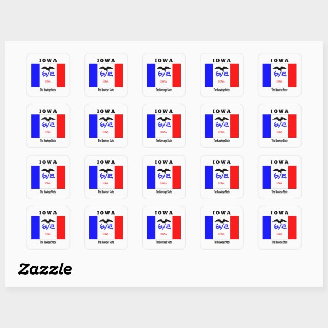 Iowa flag, The Hawkeye State, Square Sticker (Sheet)