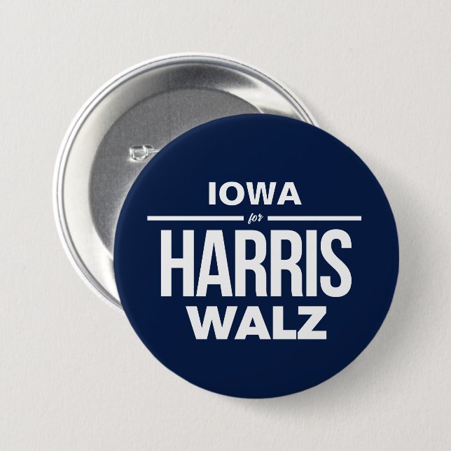 Iowa for Harris Walz 7.5 Cm Round Badge (Front & Back)