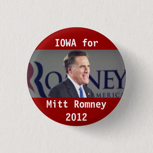 Iowa for Mitt Romney 2012 Photo Political Button (Front)