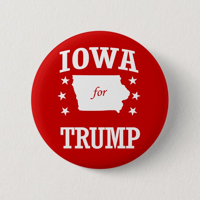 IOWA FOR TRUMP 6 CM ROUND BADGE (Front)