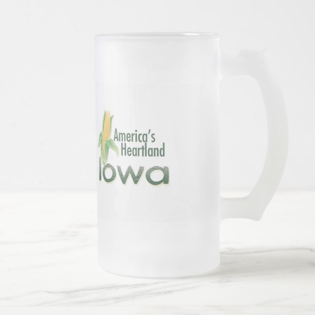 IOWA FROSTED GLASS BEER MUG (Right)