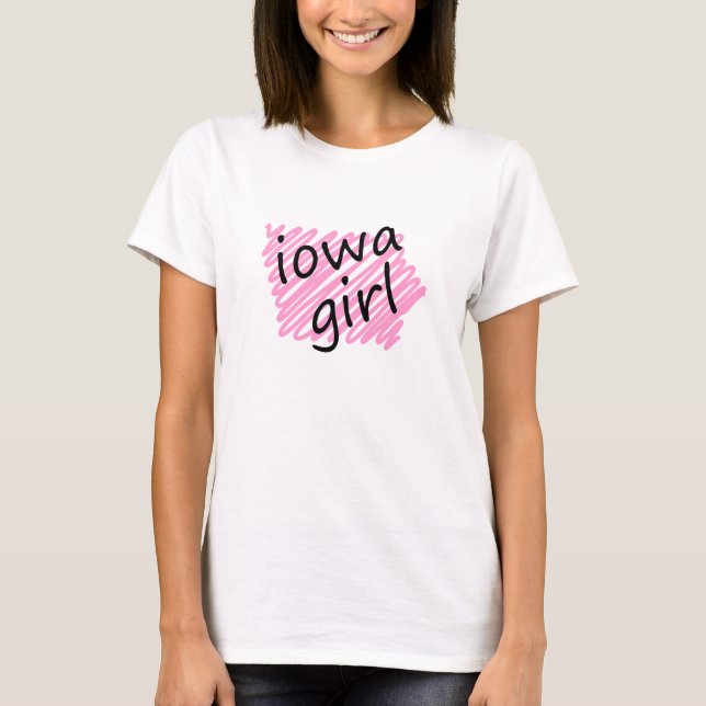 Iowa Girl with Scribbled Iowa Map T-Shirt (Front)