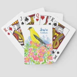 Iowa Goldfinch State Bird Pink Roses Playing Cards