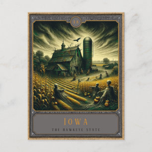 Iowa Gothic Art Postcard