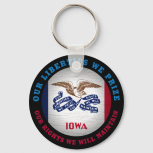 IOWA HAWKEYE STATE FLAG KEY RING