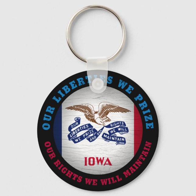 IOWA HAWKEYE STATE FLAG KEY RING (Front)
