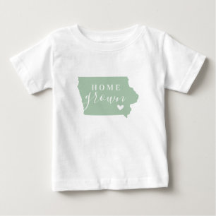 Iowa Home Grown   Editable Colours State Map Baby T-Shirt
