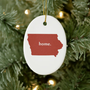 Iowa Home red Ceramic Tree Decoration