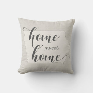 Iowa - Home Sweet Home burlap-look Cushion