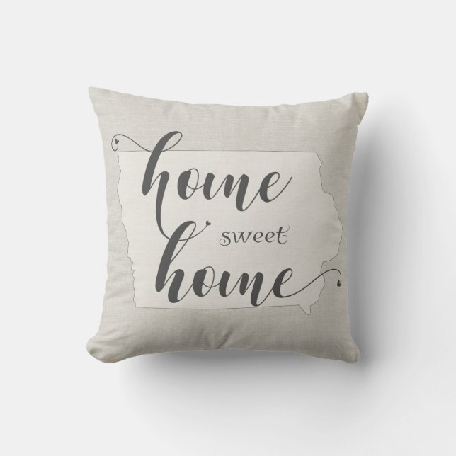Iowa - Home Sweet Home burlap-look Cushion (Front)
