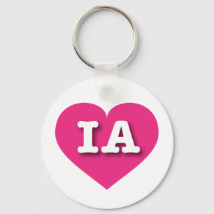 Iowa Hot Pink Heart - I love IA Key Ring