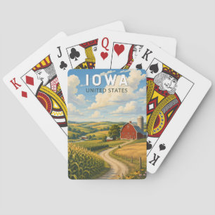 Iowa Illustration Travel Art Vintage Playing Cards