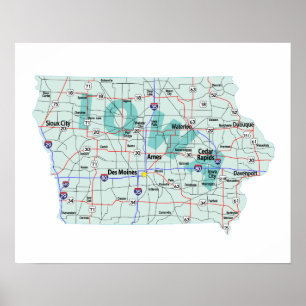 Iowa Interstate Map Print
