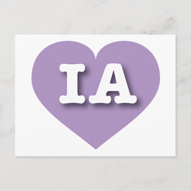 Iowa Lavender Heart - I love IA Postcard (Front)