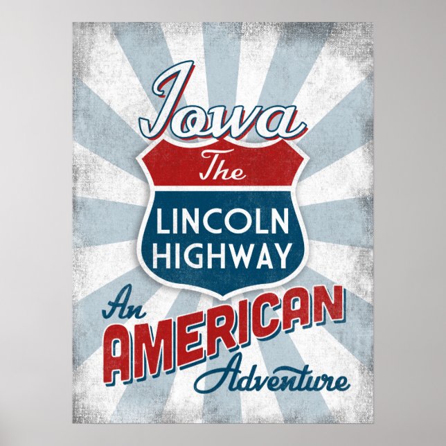 Iowa Lincoln Highway Vintage America Poster (Front)