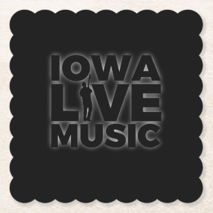 Iowa Live Music Guitar Player Gift Paper Coaster