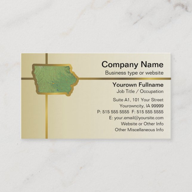 Iowa Map Business Card (Front)