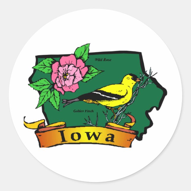 Iowa Map Classic Round Sticker (Front)