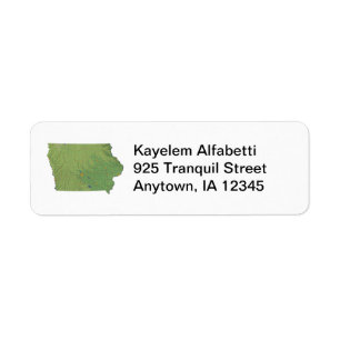Iowa Map Return Address Label