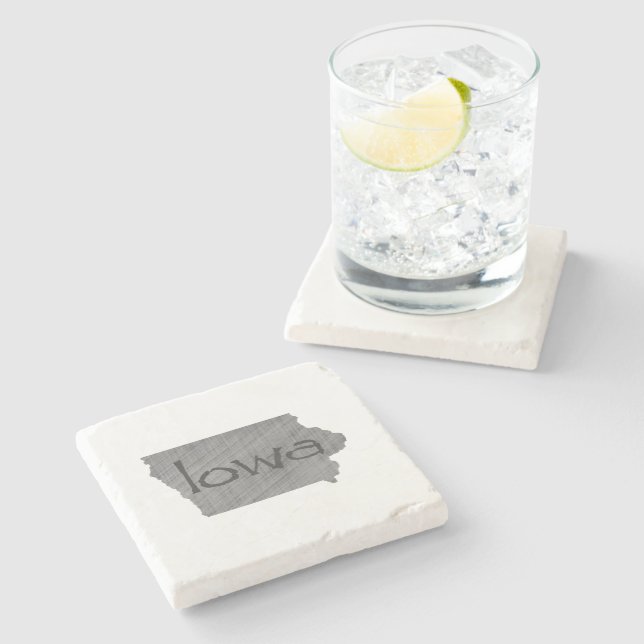 Iowa Map Shaped Vintage Grey Chalkboard with Name Stone Coaster (Side)