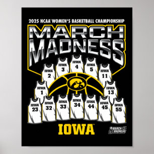 Iowa March Madness 2025 Women's Sketll Nil  Poster