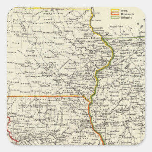 Iowa, Missouri, and Illinois Square Sticker