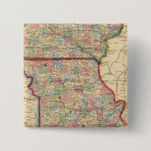 Iowa, Missouri Map by Mitchell 15 Cm Square Badge