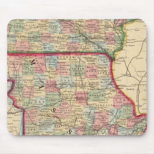 Iowa, Missouri Map by Mitchell Mouse Mat (Front)