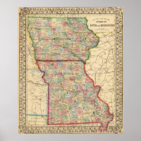 Iowa, Missouri Map by Mitchell