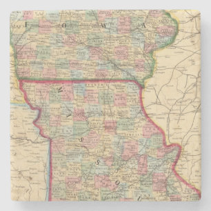 Iowa, Missouri Map by Mitchell Stone Coaster
