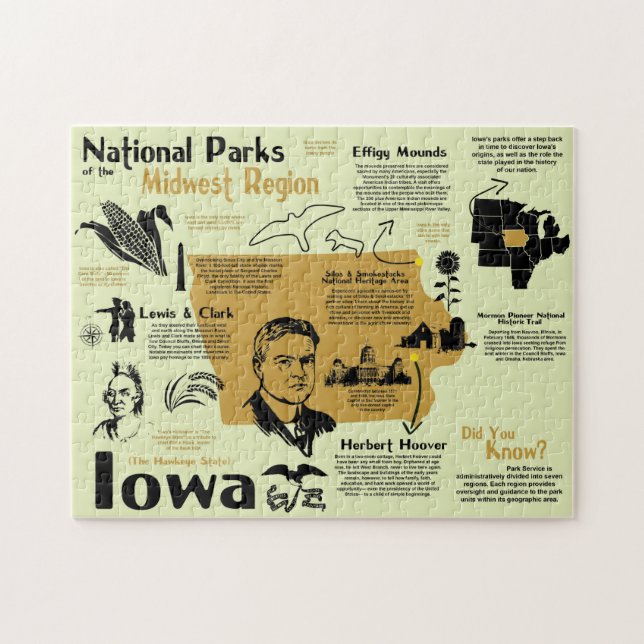 Iowa National Parks Infographic Map Jigsaw Puzzle (Horizontal)