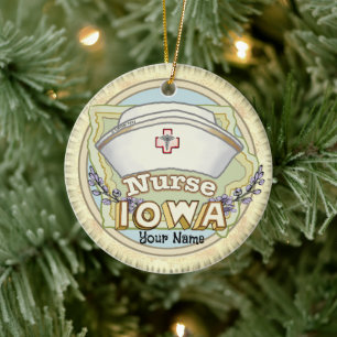 Iowa Nurse Ceramic Tree Decoration