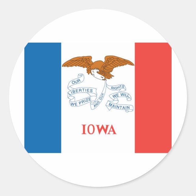 Iowa  Official State Flag Classic Round Sticker (Front)