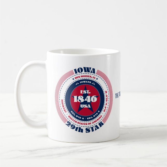 Iowa Patriotic Circular Monogram Mug (Left)