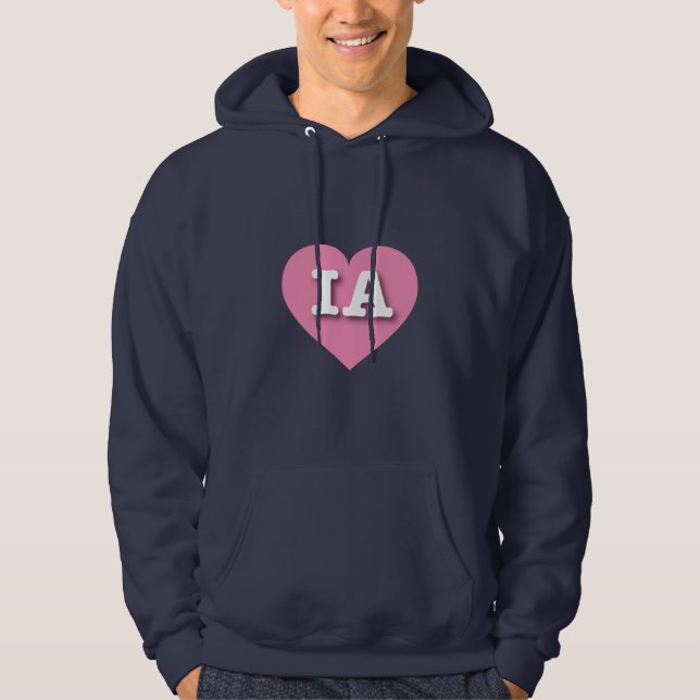 Iowa Pink Heart - I love IA Hoodie (Front)