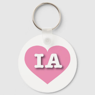 Iowa Pink Heart - I love IA Key Ring