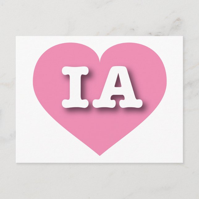 Iowa Pink Heart - I love IA Postcard (Front)