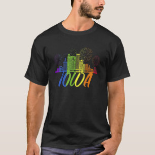 Iowa Pride Skyline Pride Parade Iowa T-Shirt