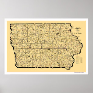 Iowa Railroad Map 1897 Poster