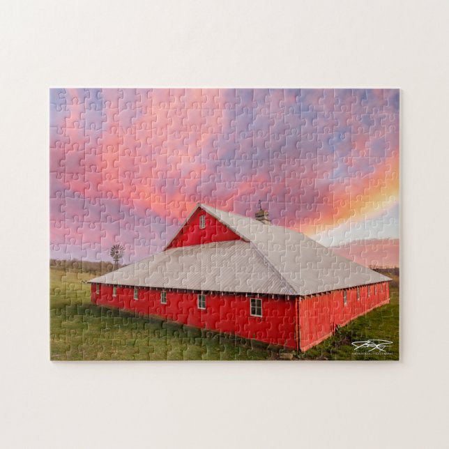 Iowa Red Barn Sunset - Puzzle (Horizontal)
