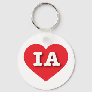 Iowa Red Heart - I love IA Key Ring