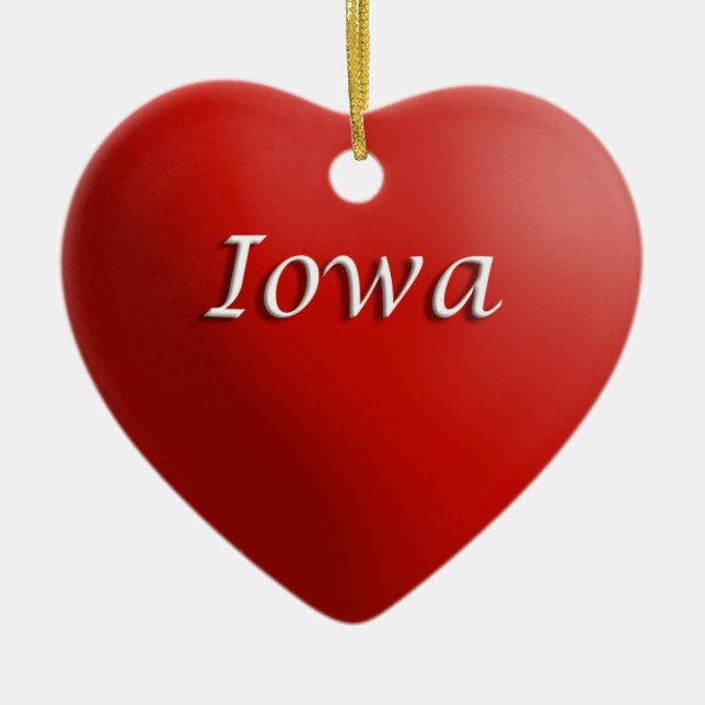 Iowa Red Heart Keepsake Ornament (Front)