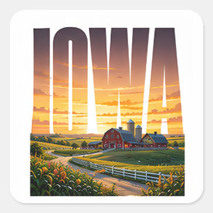 Iowa Rolling Farmland Golden Prairie Beauty Square Sticker