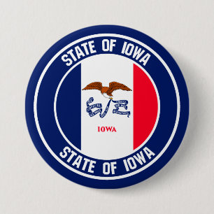 Iowa Round Emblem 7.5 Cm Round Badge