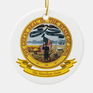 Iowa Seal Ceramic Tree Decoration