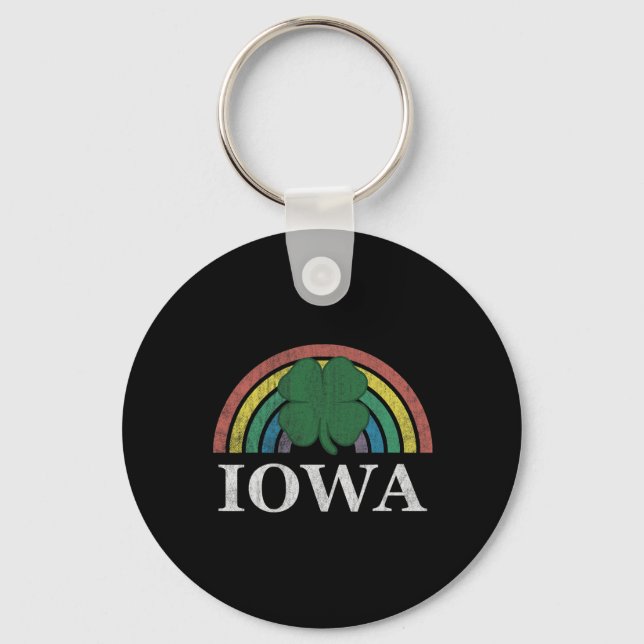 Iowa Shamrock St. Patrick's Day Saint Paddy's Iris Key Ring (Front)